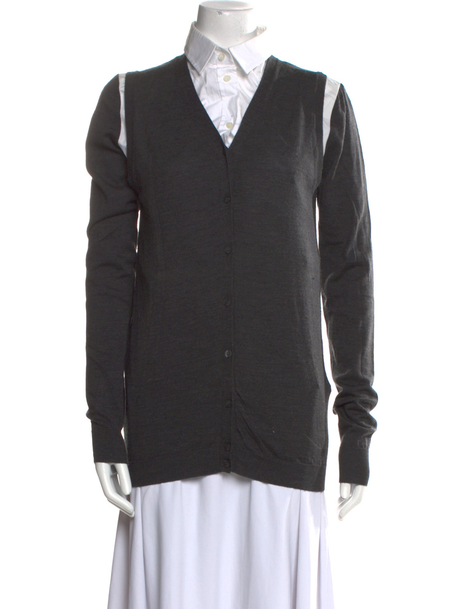 D&G Wool V-Neck Button-Up Top