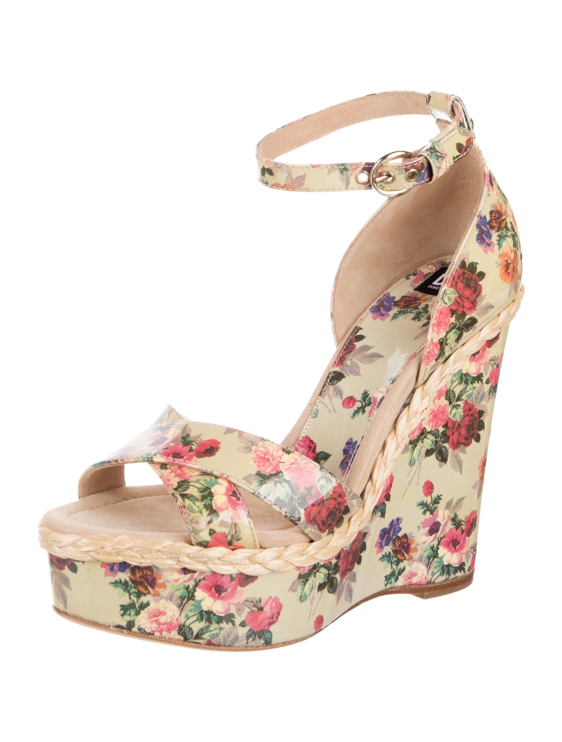 D&G Patent Leather Floral Print Sandals