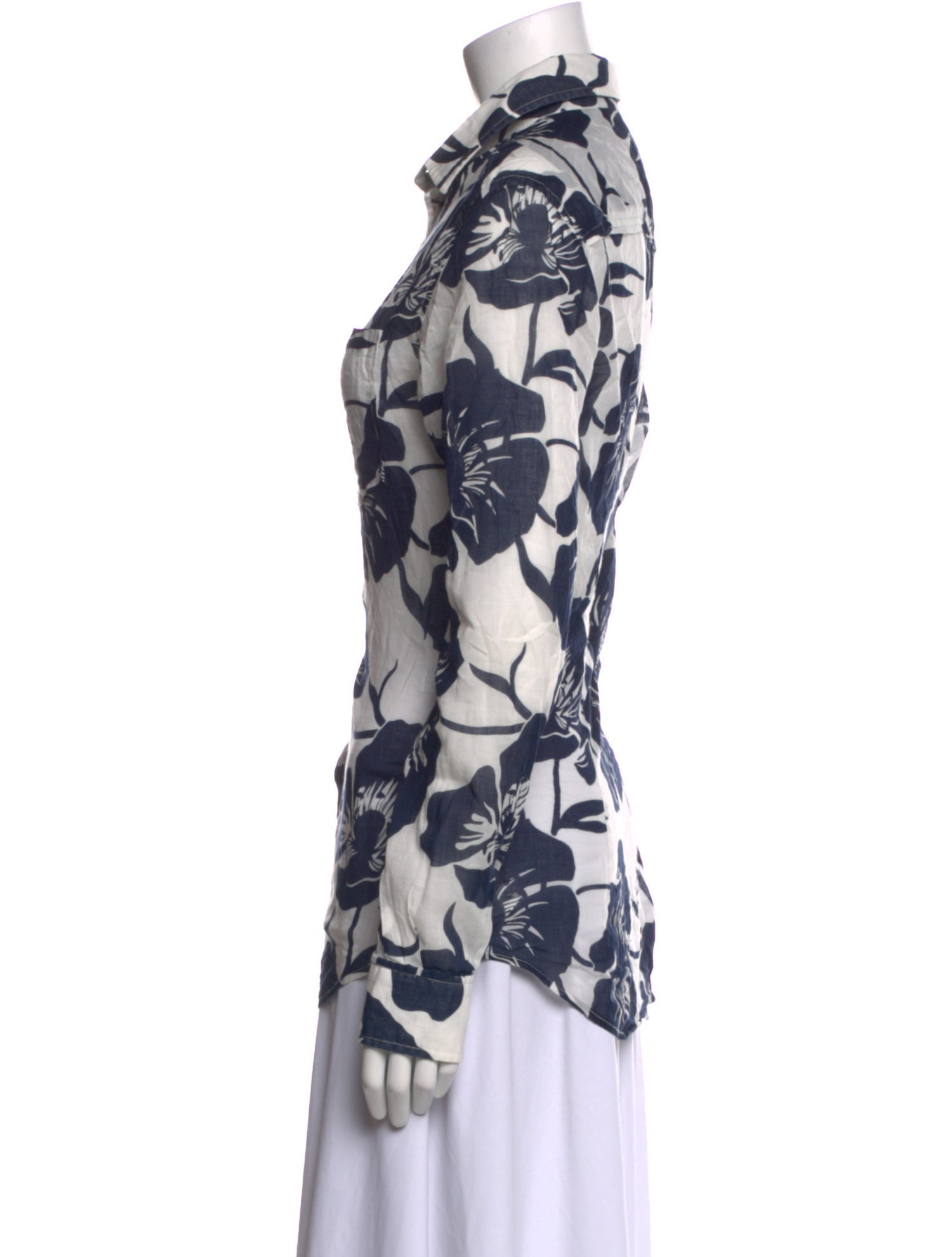 D&G Floral Print Long Sleeve Button-Up Top