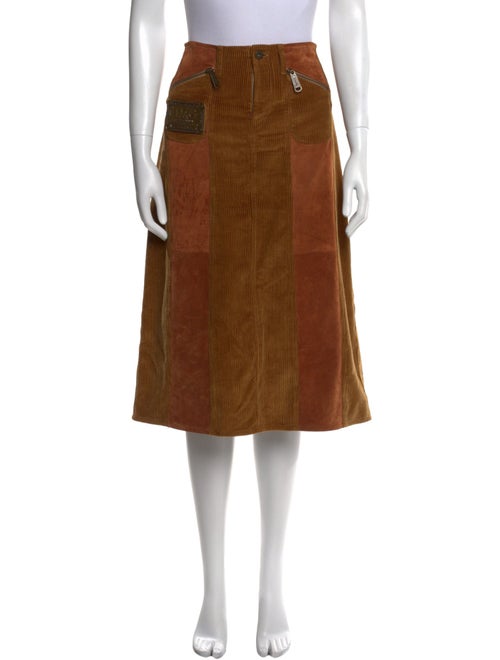 D&G Leather Trim Embellishment Knee-Length Skirt
