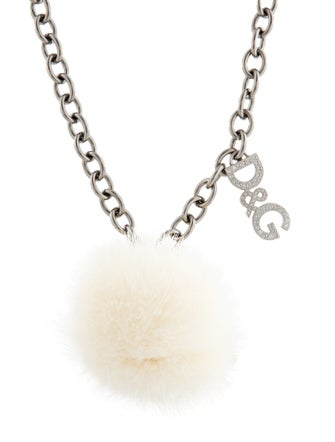 D&G Fur & Crystal Pendant Necklace