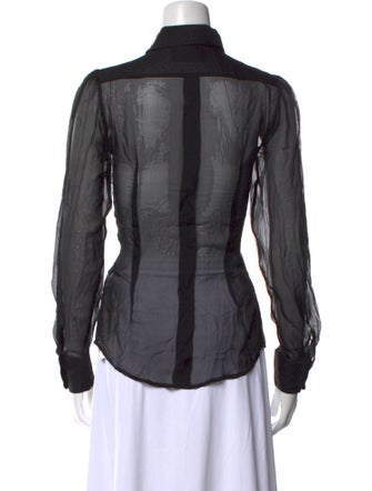 D&G Silk Mock Neck Button-Up Top