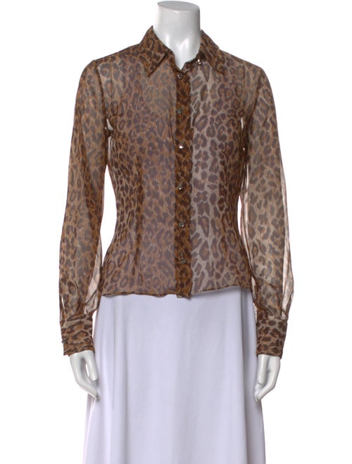 D&G Animal Print Long Sleeve Button-Up Top