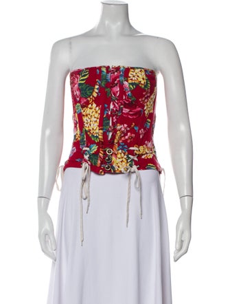 D&G Floral Print Strapless Crop Top