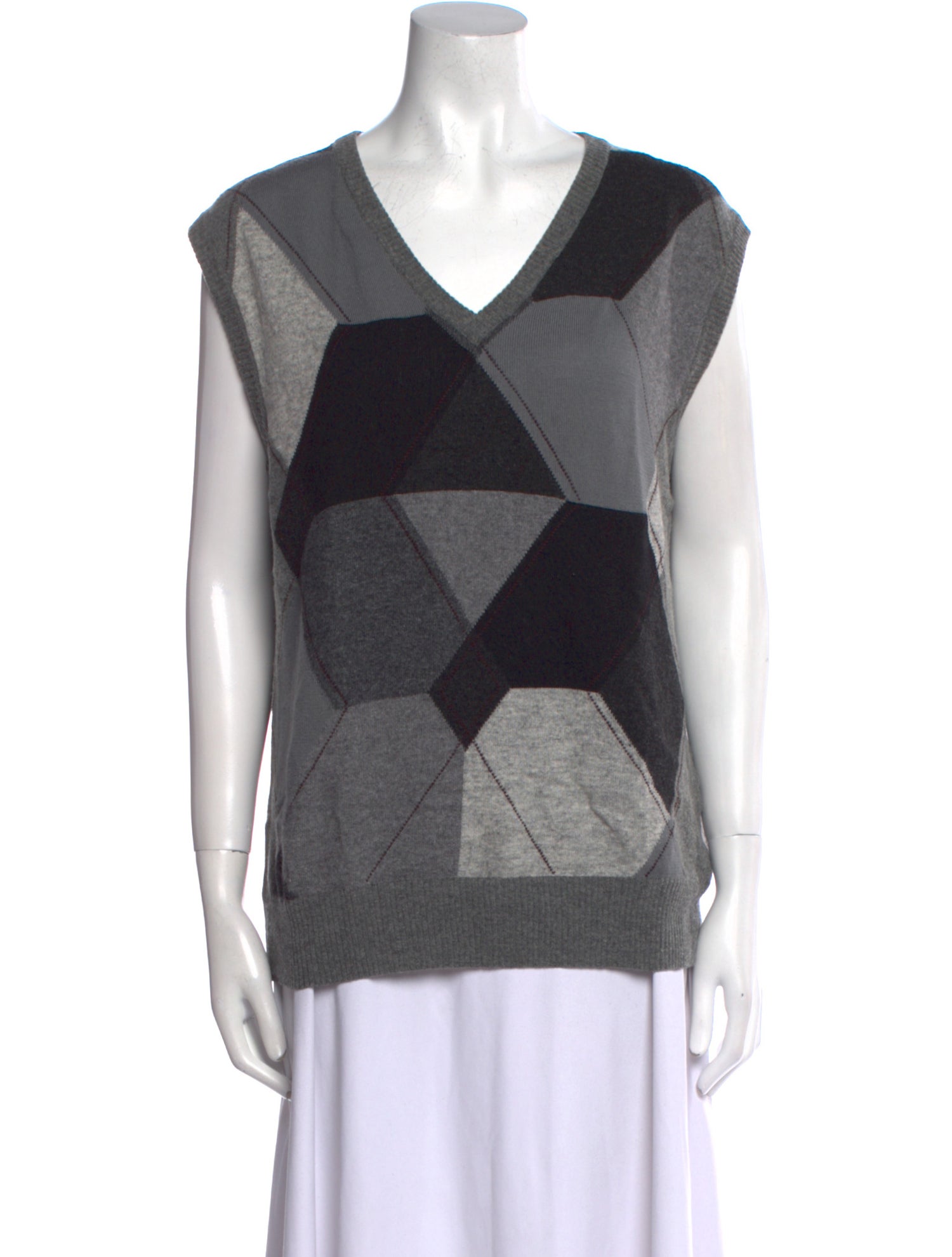 D&G Virgin Wool Colorblock Pattern Sweater