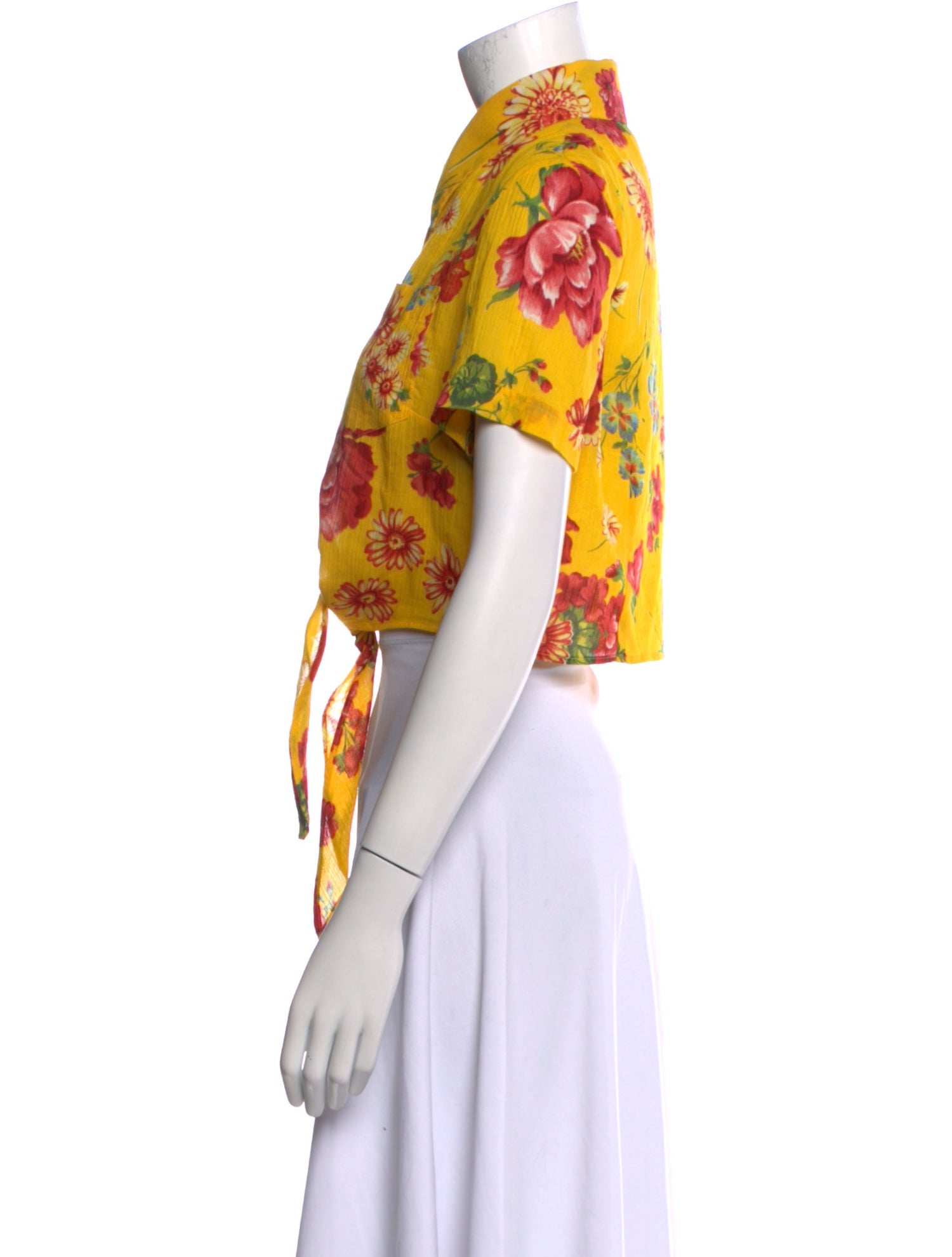 D&G Floral Print Short Sleeve Crop Top