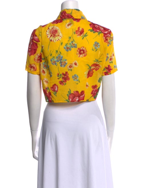 D&G Floral Print Short Sleeve Crop Top