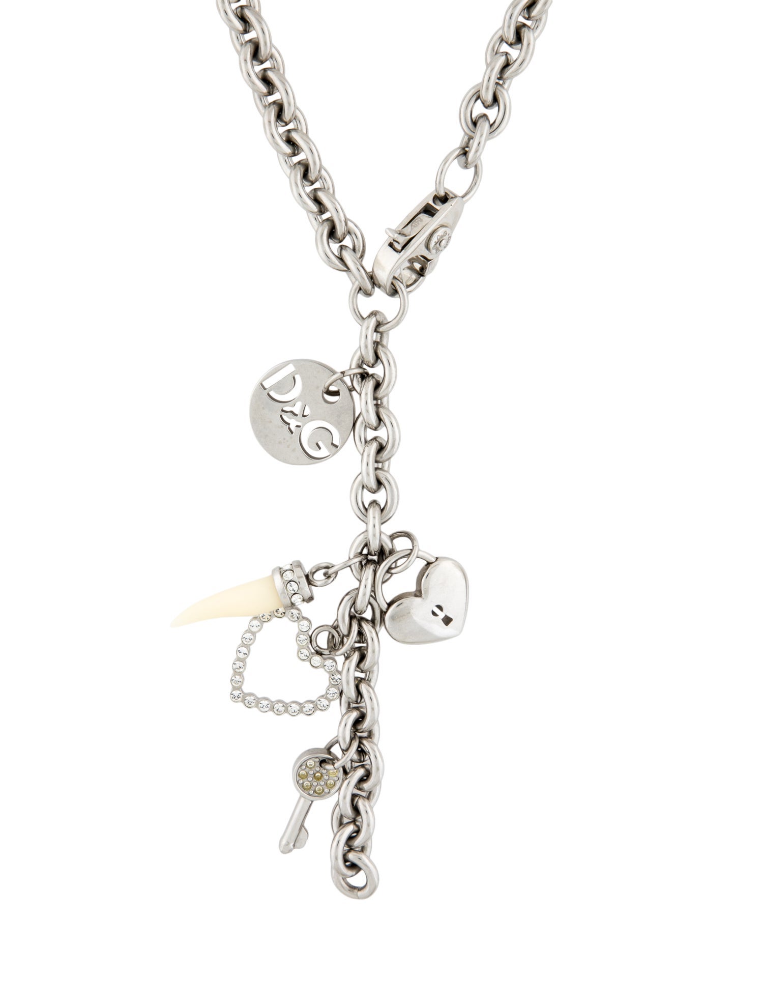 D&G Crystal & Resin Charm Link Lavalier Necklace