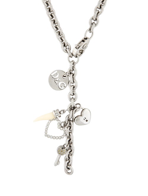 D&G Crystal & Resin Charm Link Lavalier Necklace