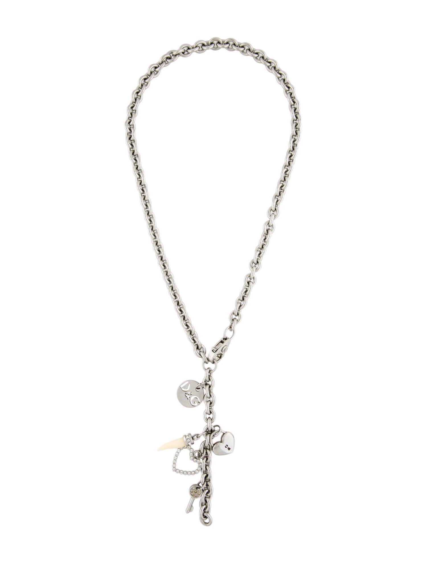 D&G Crystal & Resin Charm Link Lavalier Necklace