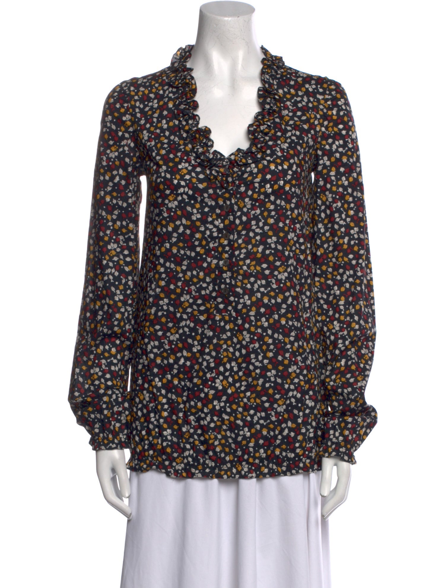 D&G Printed Cowl Neck Blouse