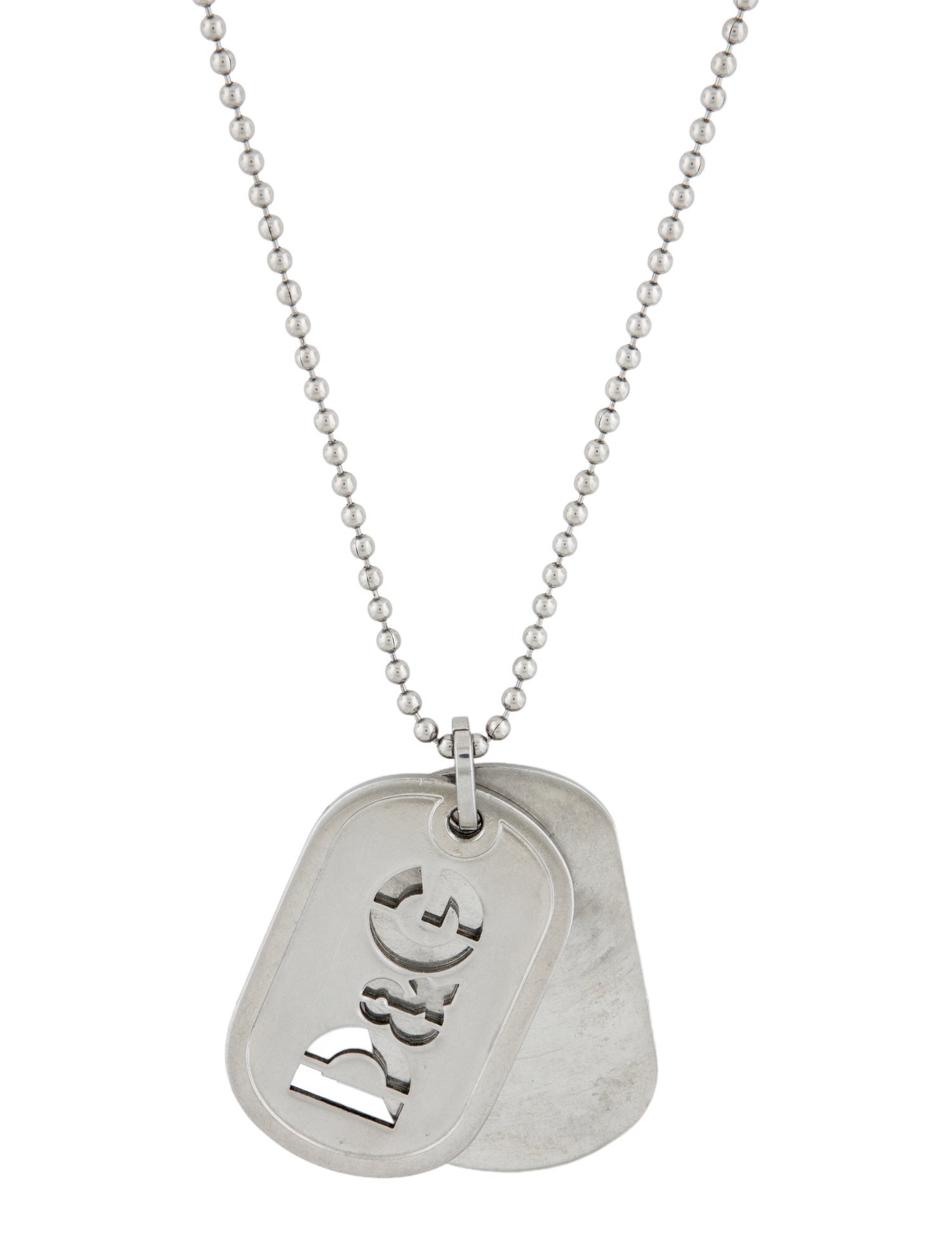 D&G Logo Double Dog Tag Pendant Necklace