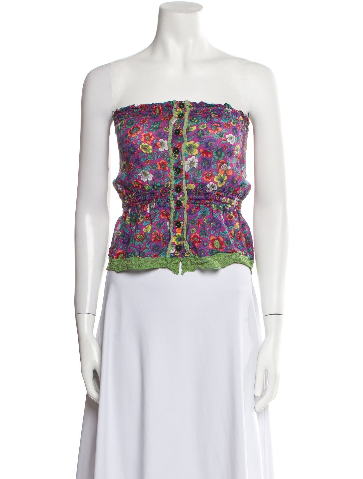 D&G Floral Print Strapless Crop Top