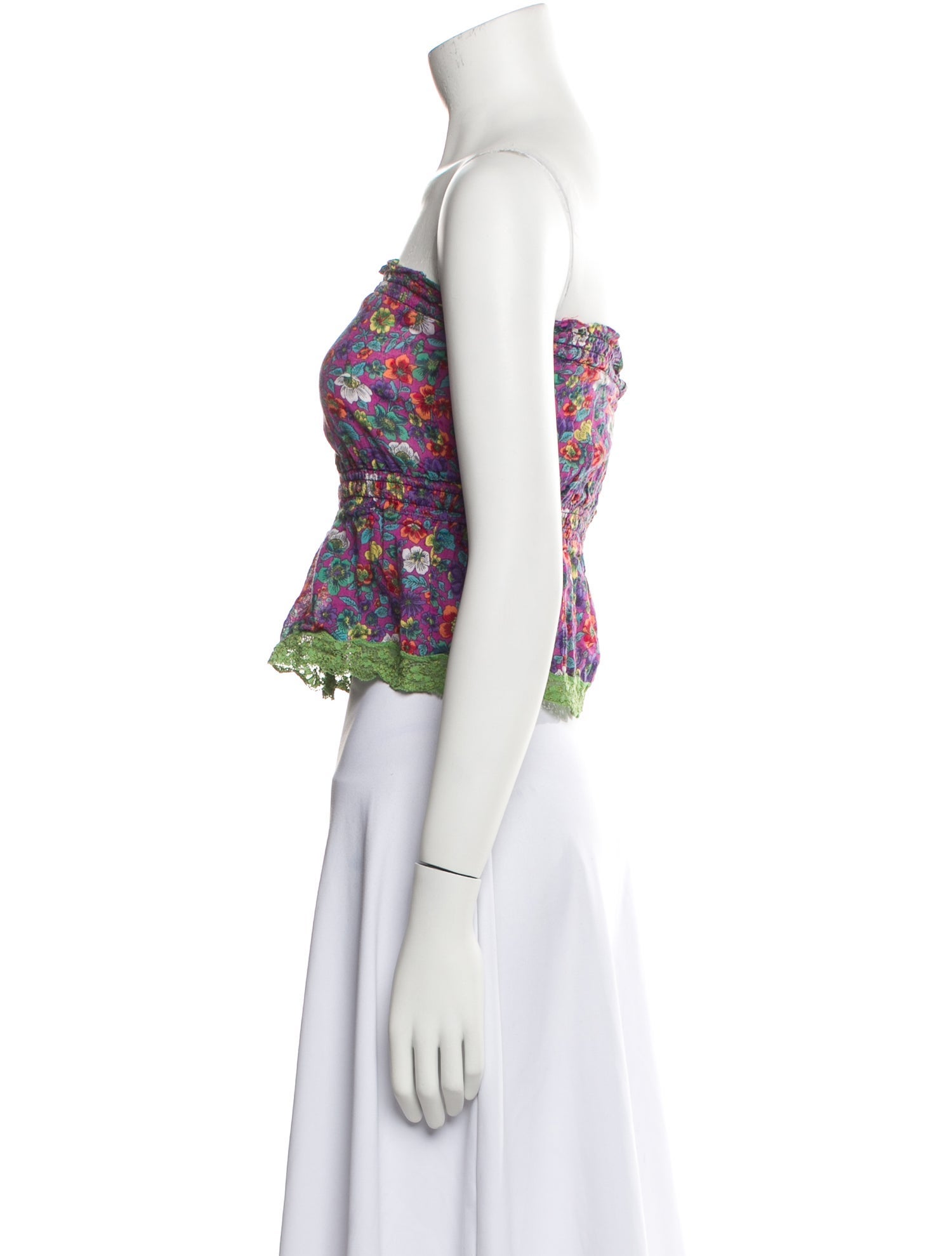 D&G Floral Print Strapless Crop Top