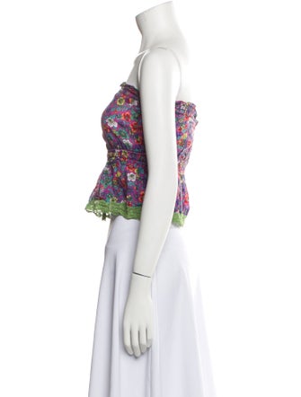 D&G Floral Print Strapless Crop Top