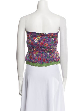 D&G Floral Print Strapless Crop Top