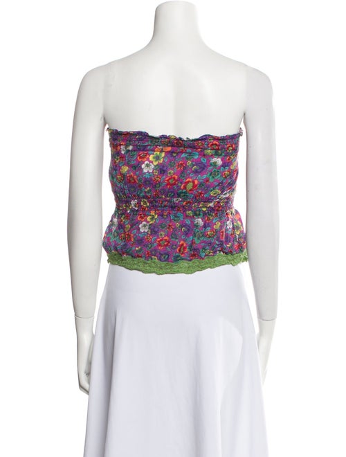 D&G Floral Print Strapless Crop Top