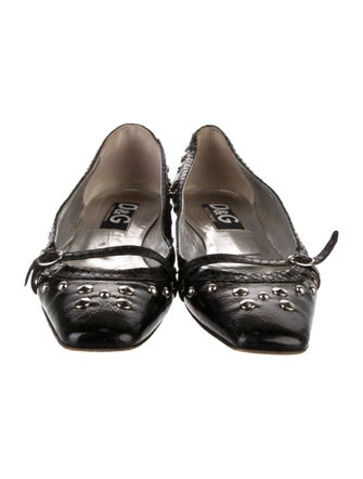 D&G Patent Leather Studded Accents Mary Jane Flats