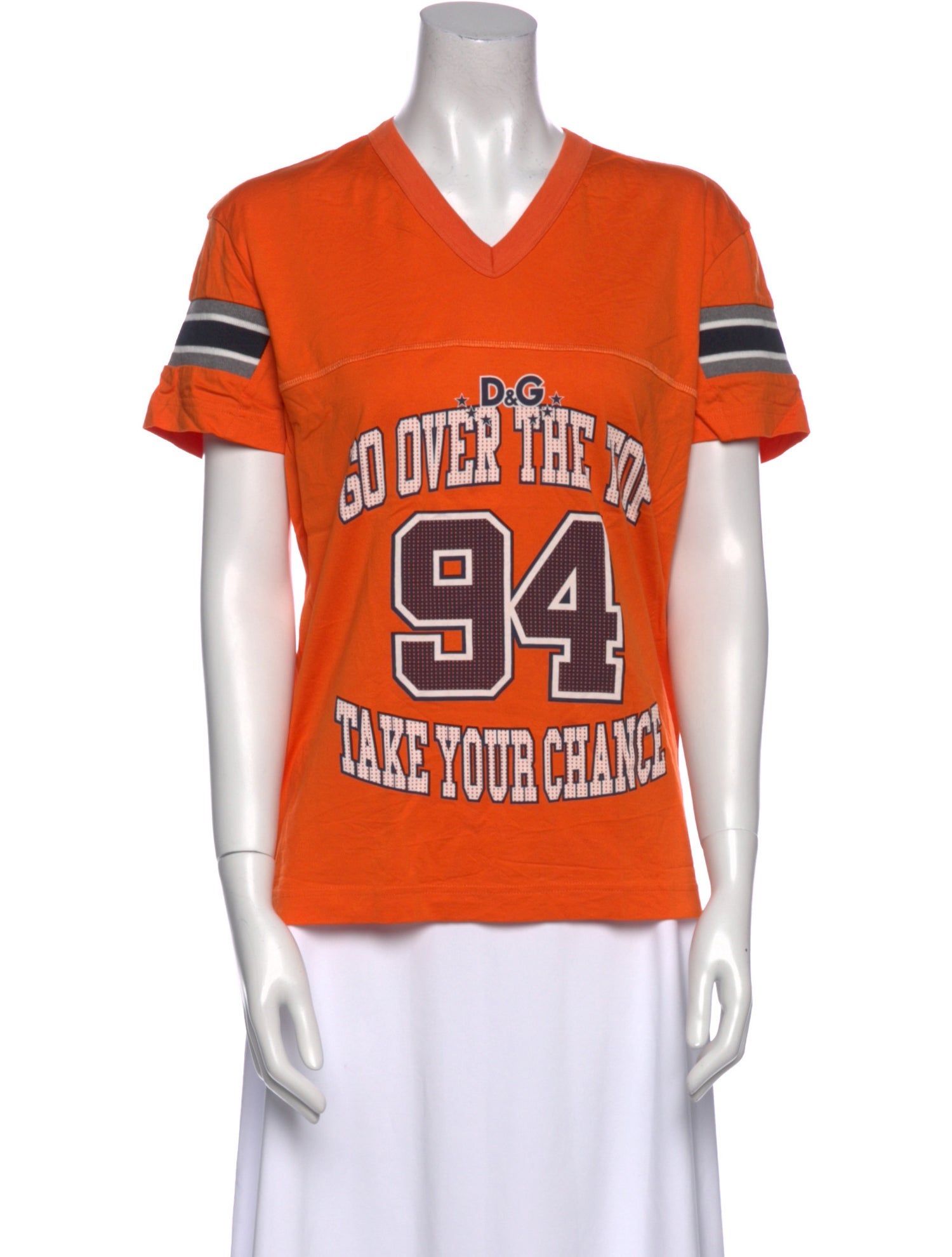 D&G Graphic Print V-Neck T-Shirt