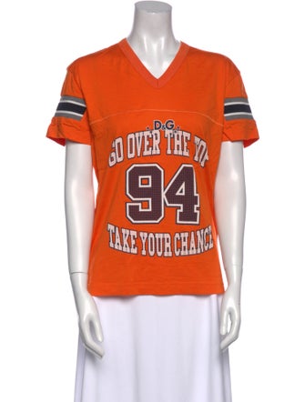 D&G Graphic Print V-Neck T-Shirt