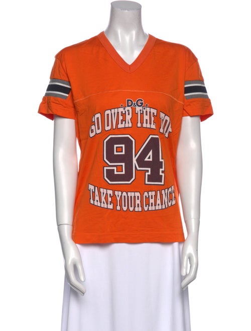 D&G Graphic Print V-Neck T-Shirt