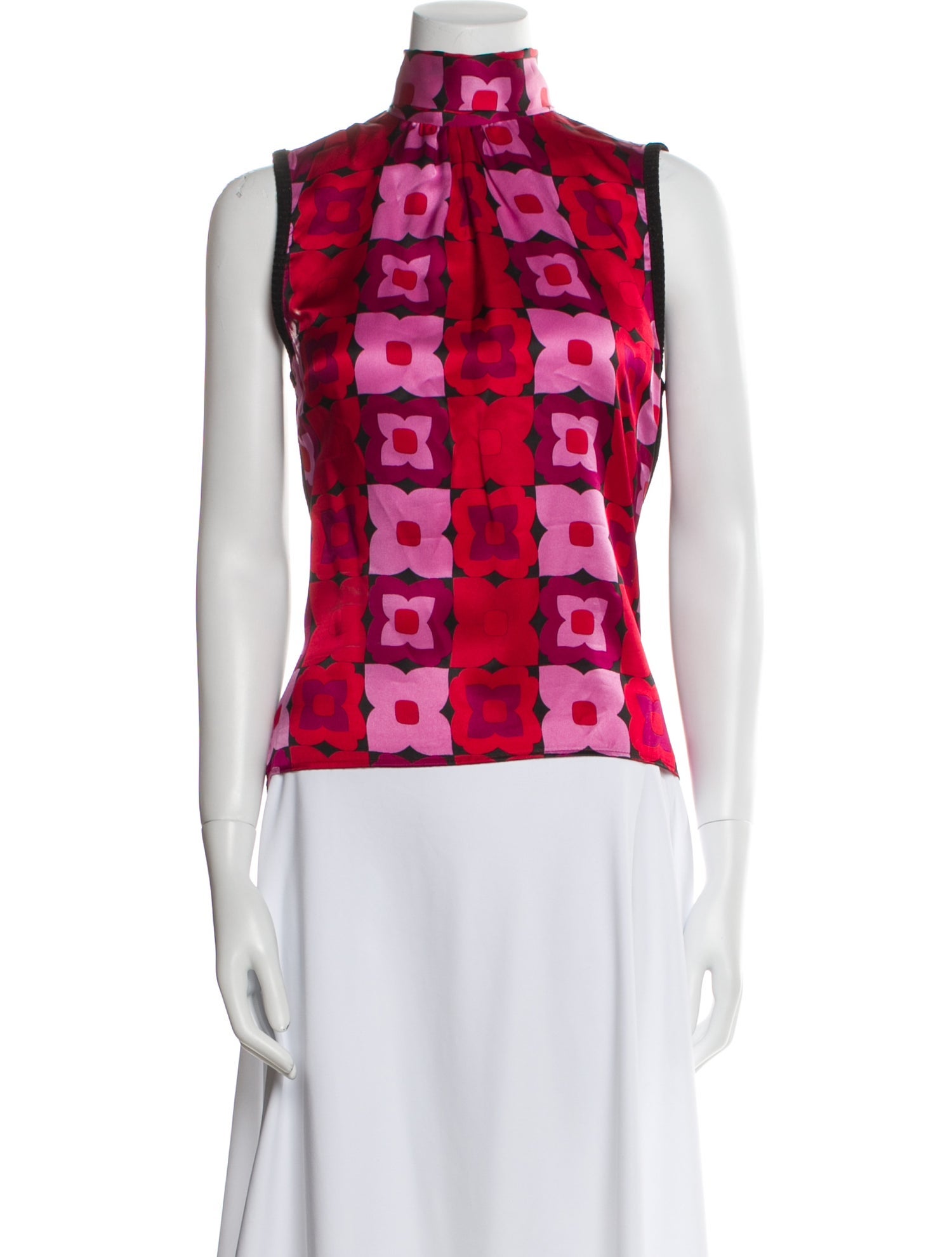 D&G Floral Print Mock Neck Top