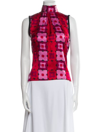 D&G Floral Print Mock Neck Top