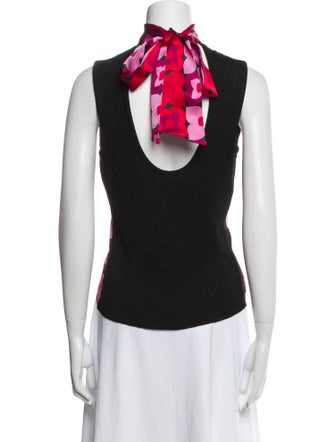 D&G Floral Print Mock Neck Top