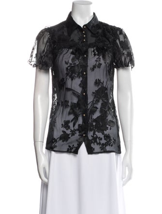 D&G Silk Lace Pattern Button-Up Top