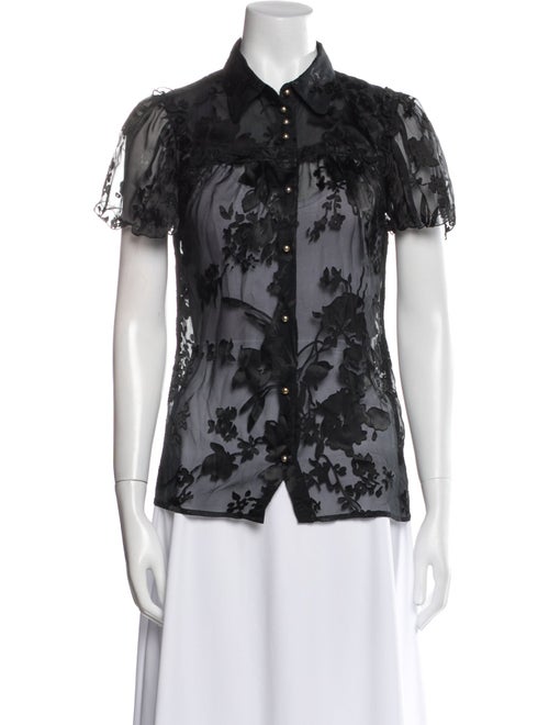 D&G Silk Lace Pattern Button-Up Top