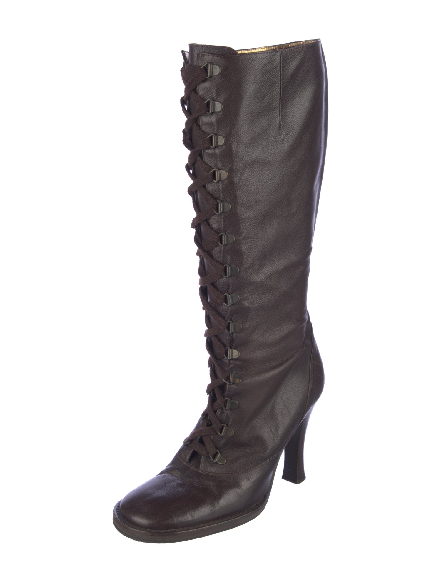 D&G Leather Lace-Up Boots