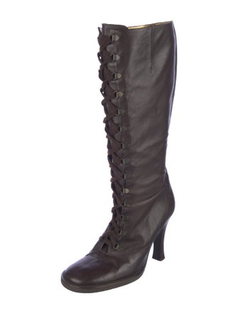 D&G Leather Lace-Up Boots