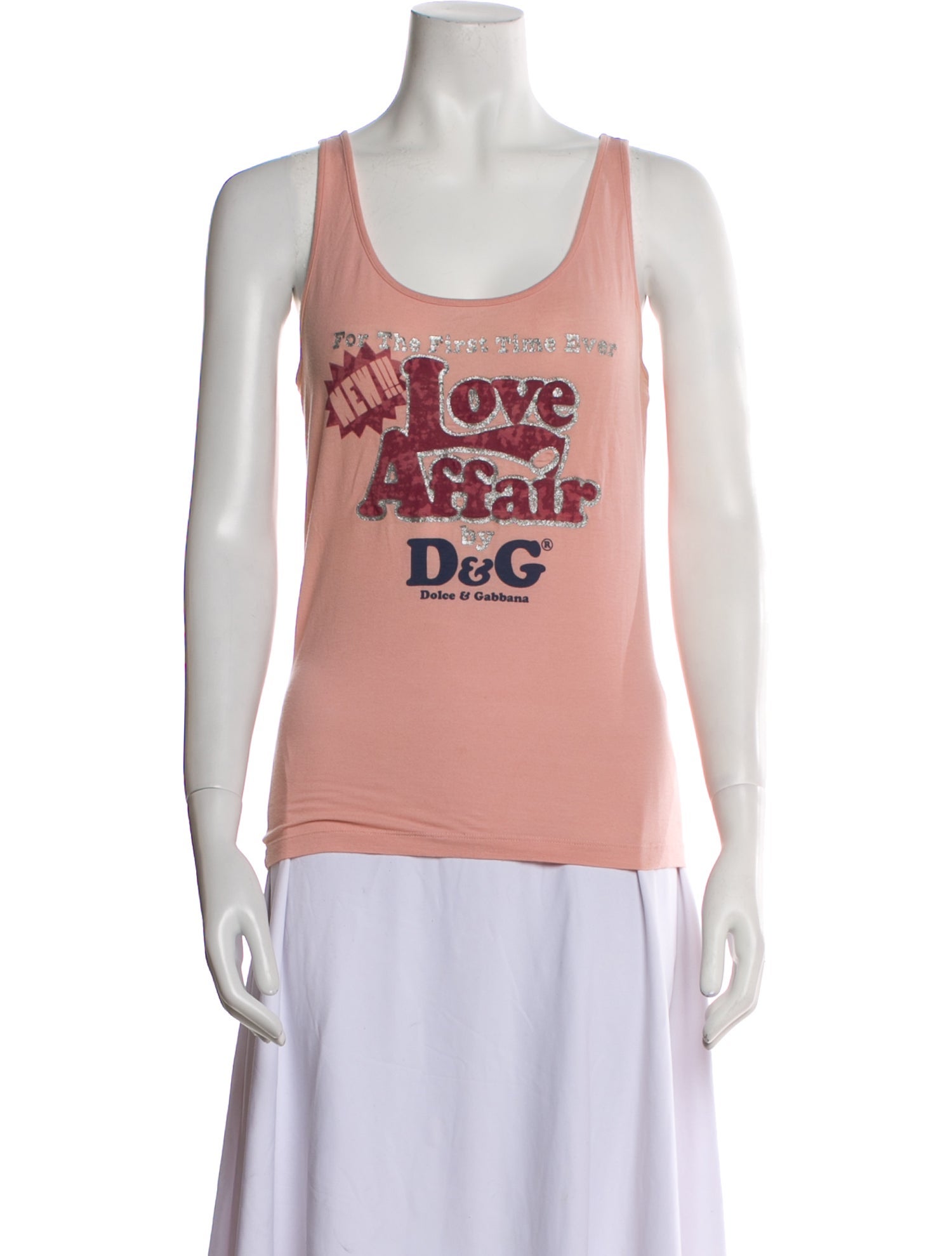 D&G Graphic Print Scoop Neck Top