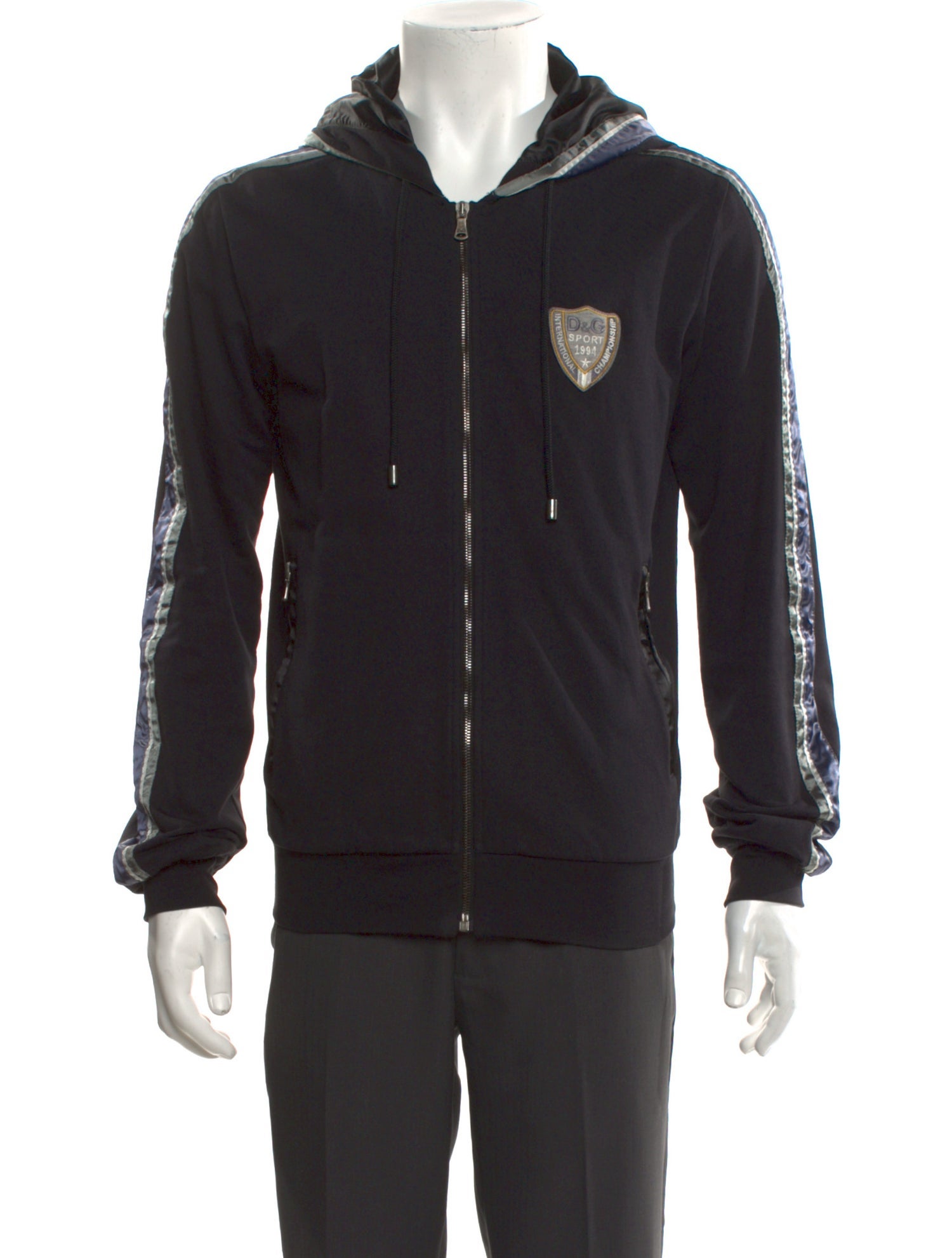 D&G Graphic Print V-Neck Hoodie