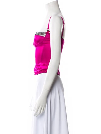 D&G Satin Square Neckline Crop Top