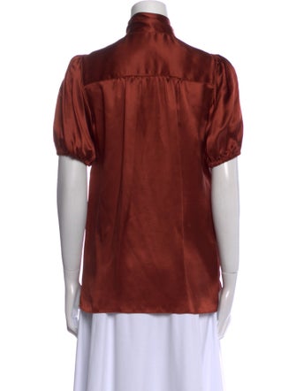 D&G Silk Short Sleeve Button-Up Top