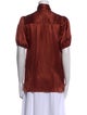 D&G Silk Short Sleeve Button-Up Top