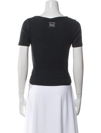D&G Square Neckline Short Sleeve T-Shirt