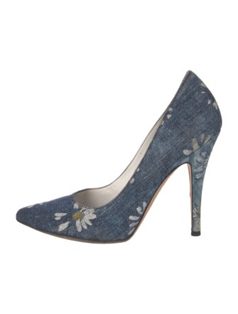 D&G Suede Floral Print Pumps