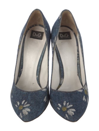 D&G Suede Floral Print Pumps