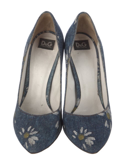 D&G Suede Floral Print Pumps