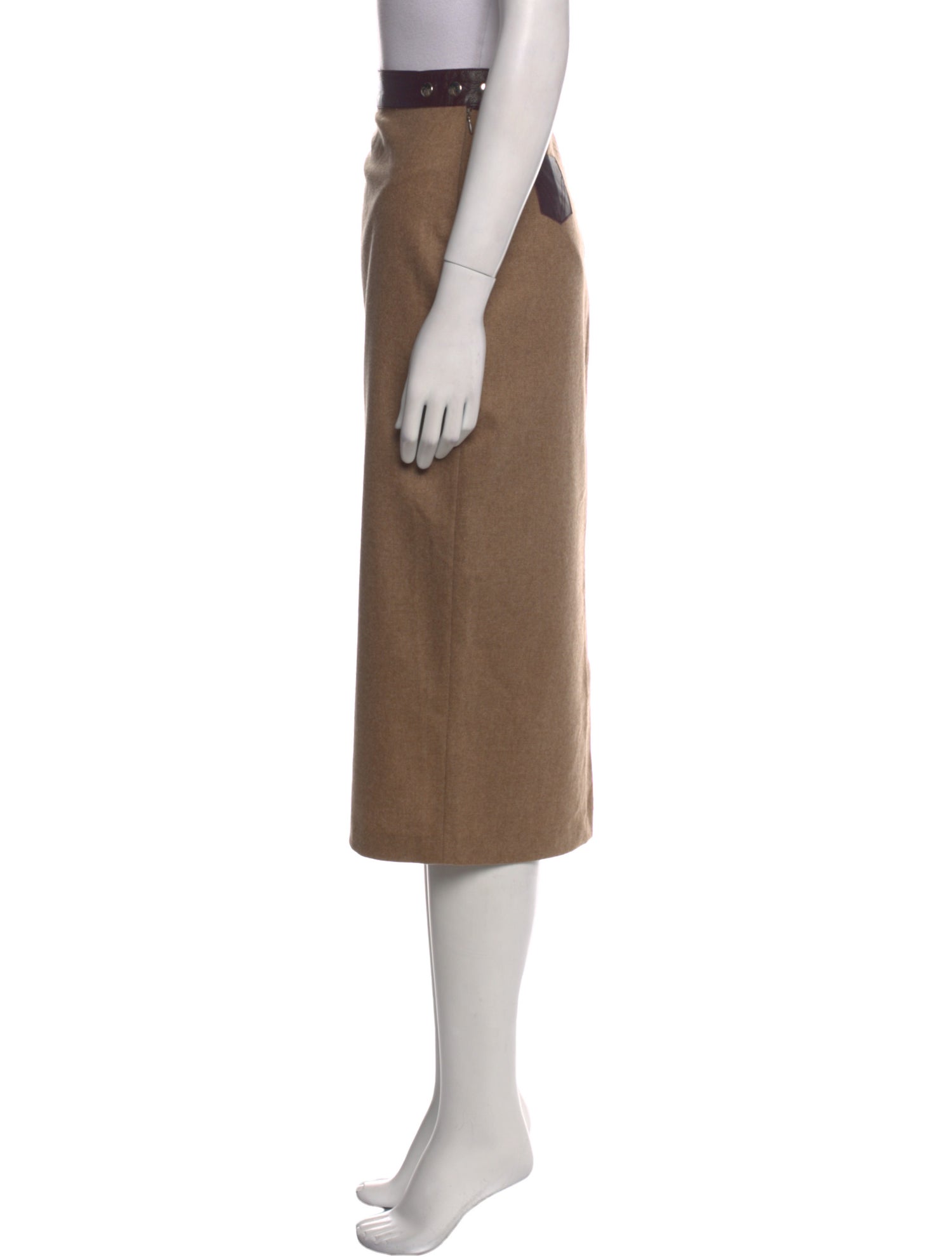 D&G Leather Trim Embellishment Midi Length Skirt