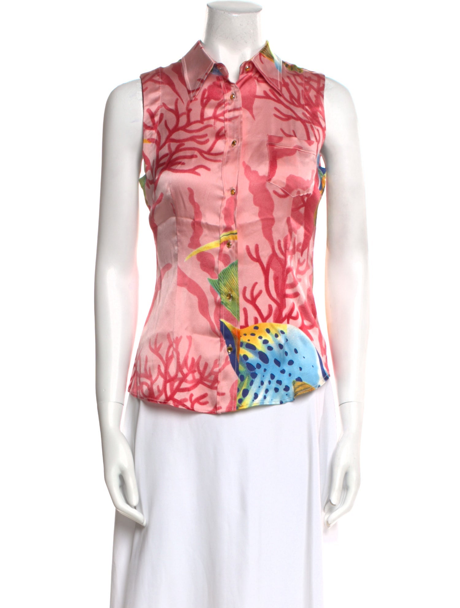 D&G Silk Printed Button-Up Top