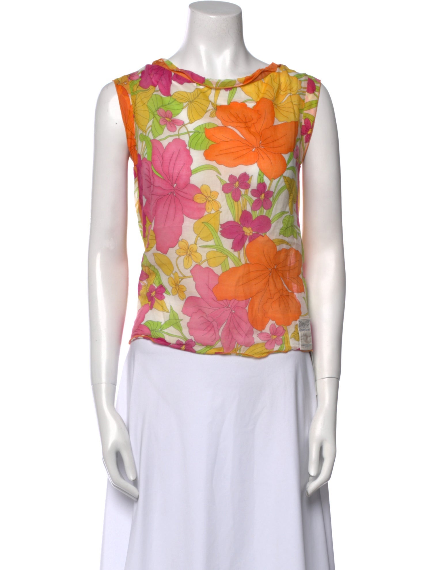 D&G Floral Print Bateau Neckline Top