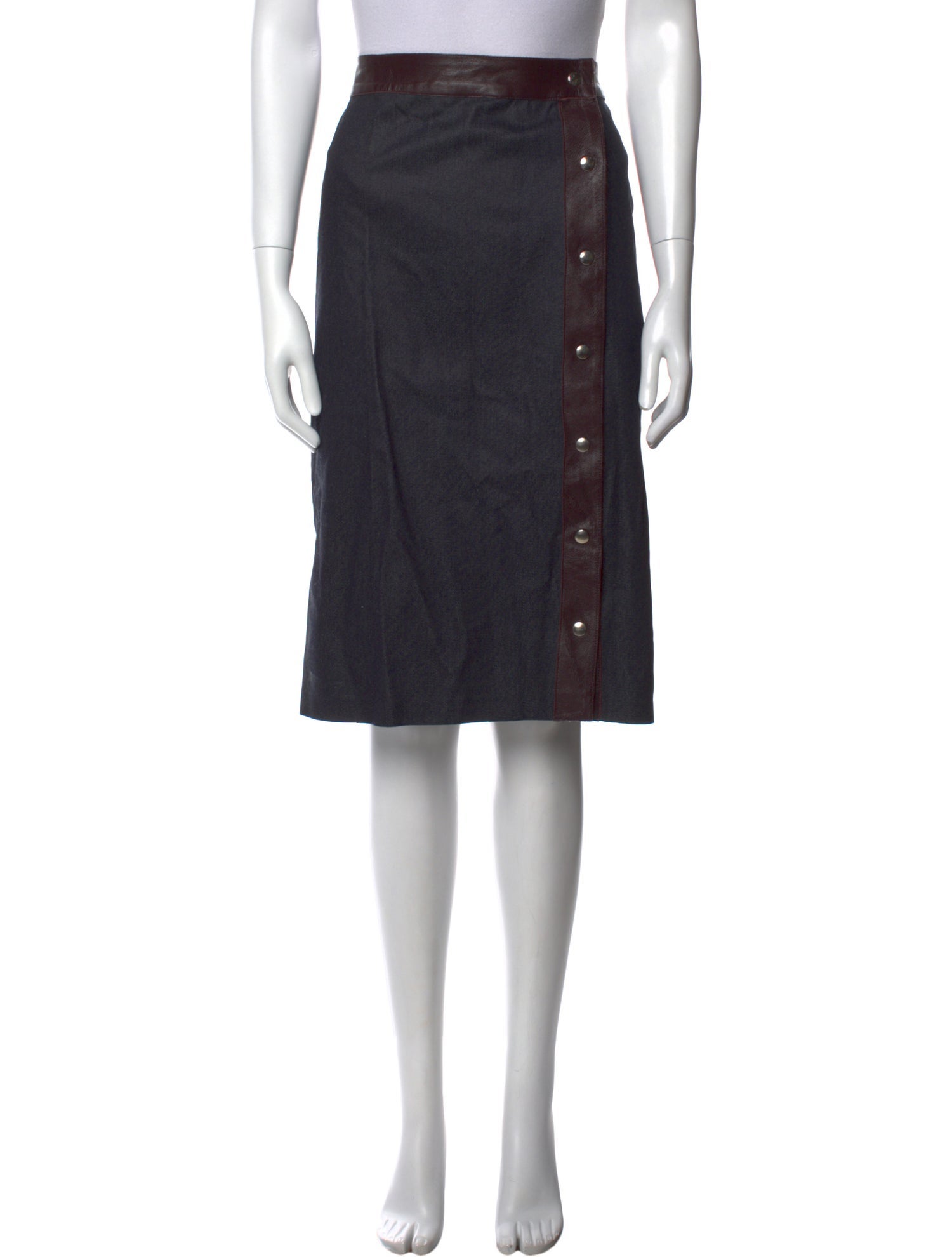 D&G Leather Trim Embellishment Knee-Length Skirt