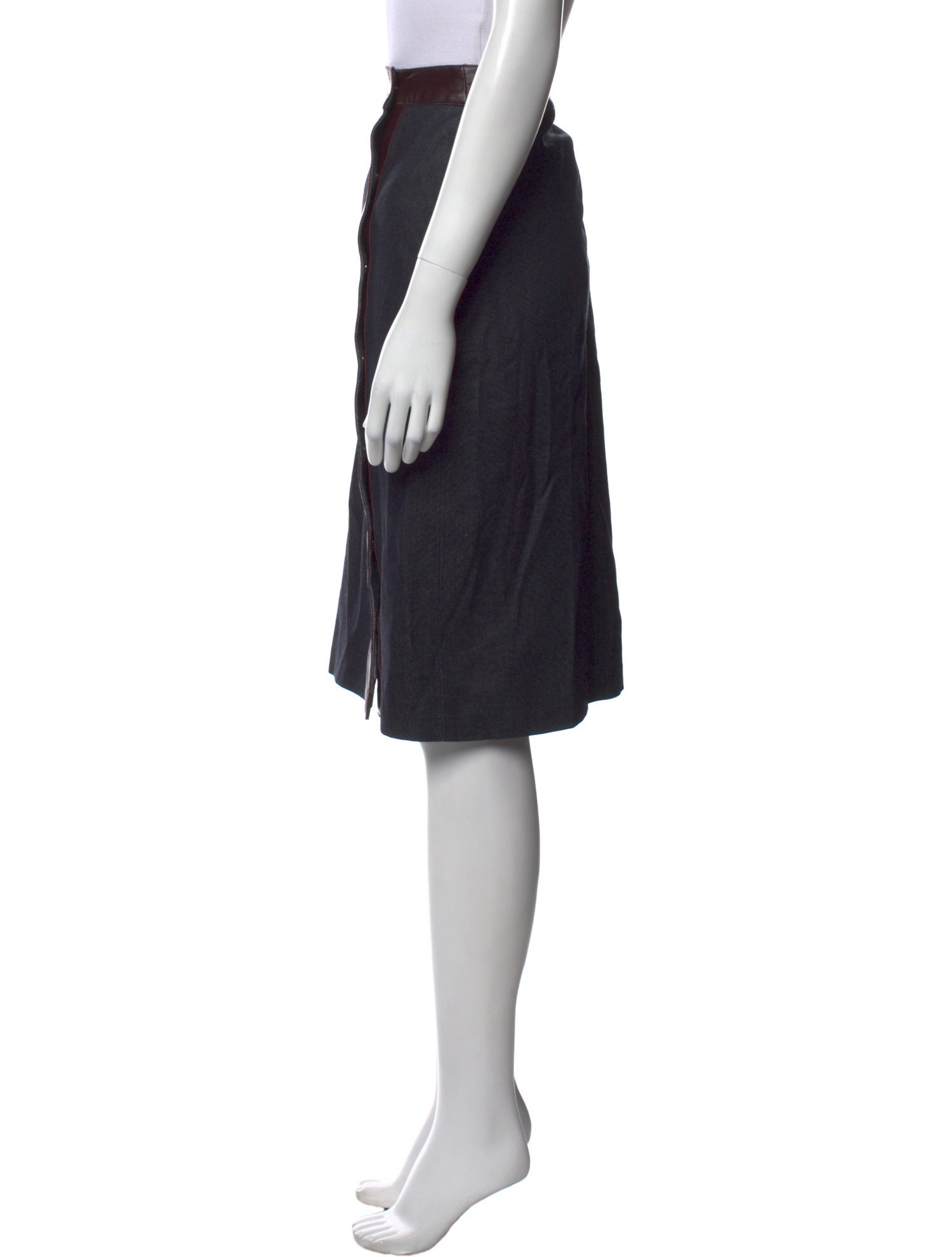 D&G Leather Trim Embellishment Knee-Length Skirt