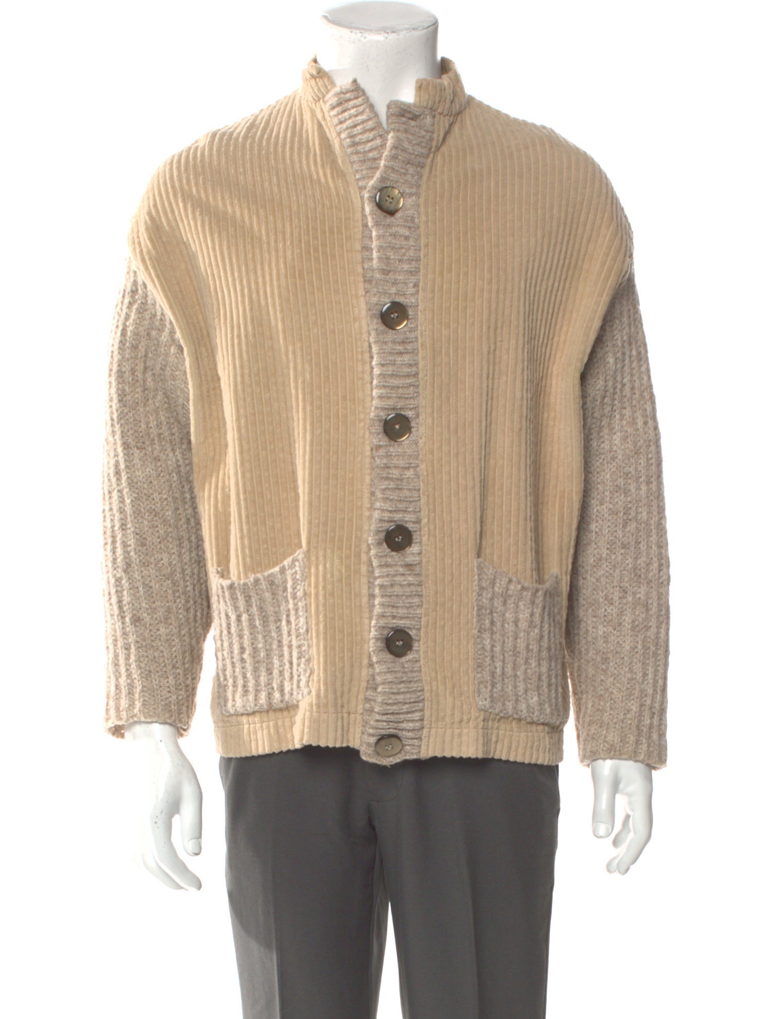 D&G Tweed Pattern Mock Neck Cardigan