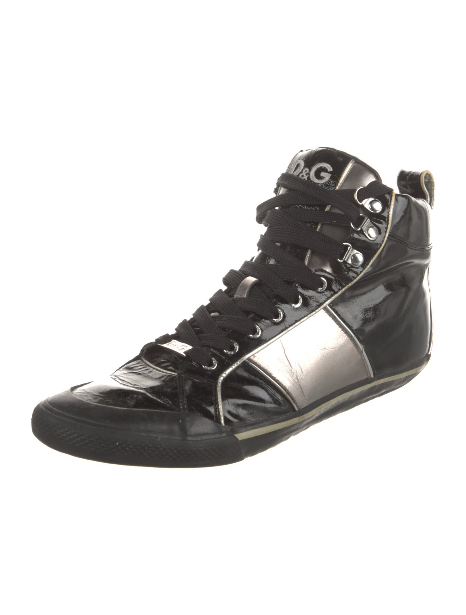 D&G Patent Leather Colorblock Pattern Sneakers
