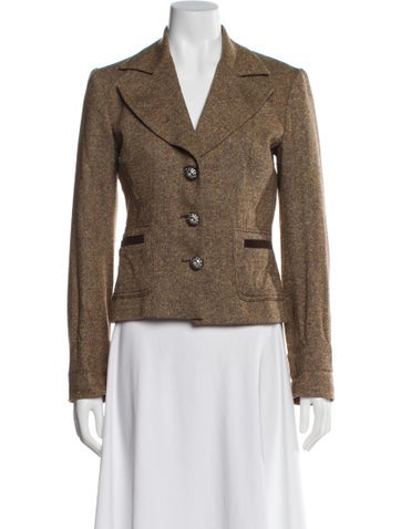 Pre-owned D&g Virgin Wool Tweed Pattern Blazer In Brown