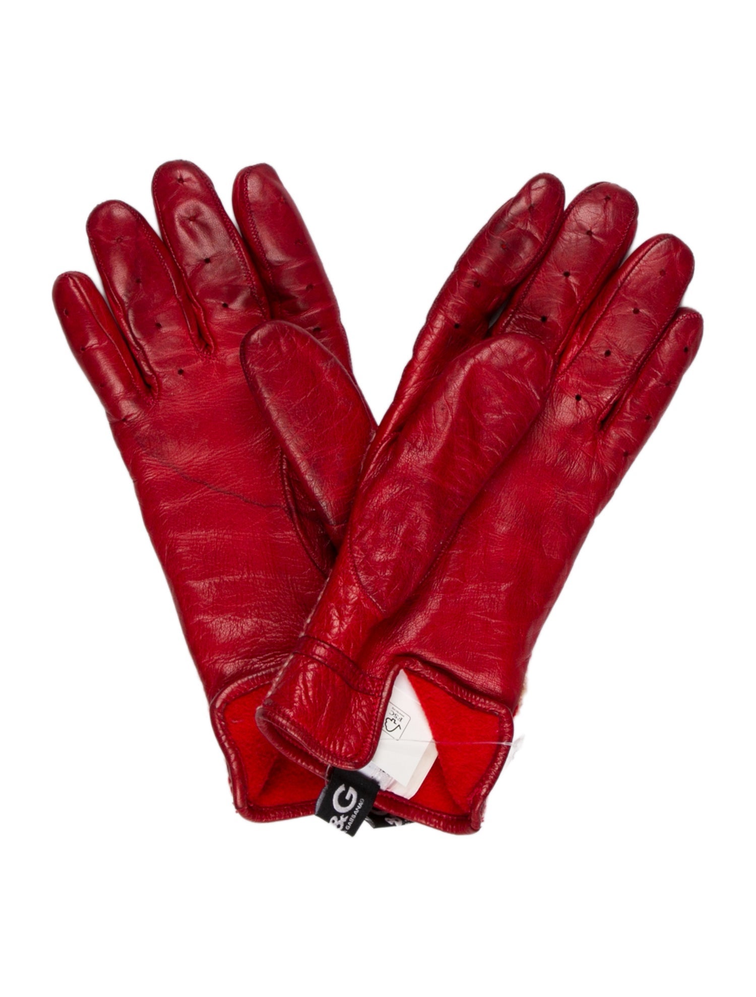 D&G Virgin Wool Leather Trim Gloves